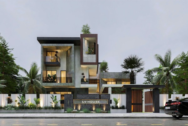 Thiết kế biệt thự 3 tầng phong cách hiện đại tại Hải Dương KT25875