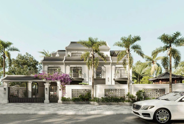 Thiết kế biệt thự 3 tầng phong cách Indochine tại Phú Thọ KT25870