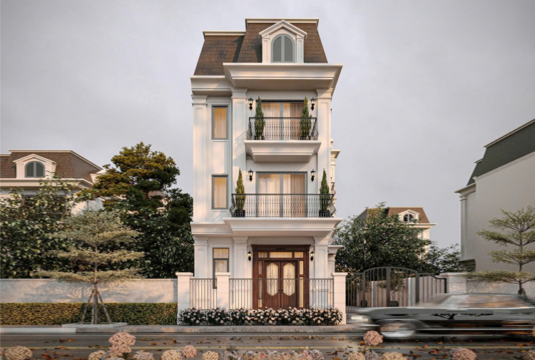 Thiết kế biệt thự tân cổ điển 3 tầng KĐT Vinhomes Ocean Park KT25871