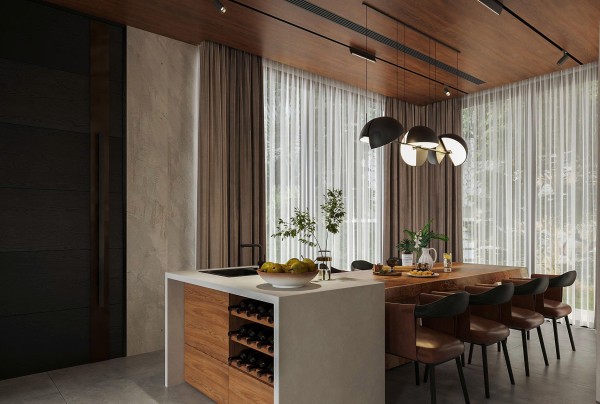 Thiết kế nội thất phòng ăn hiện đại gỗ biệt thự NT25865