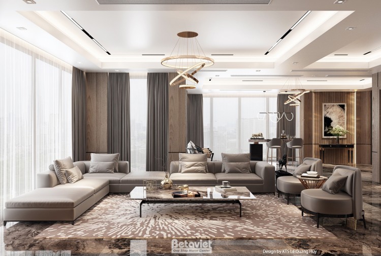Thiết kế nội thất phòng khách biệt thự hiện đại NT25874