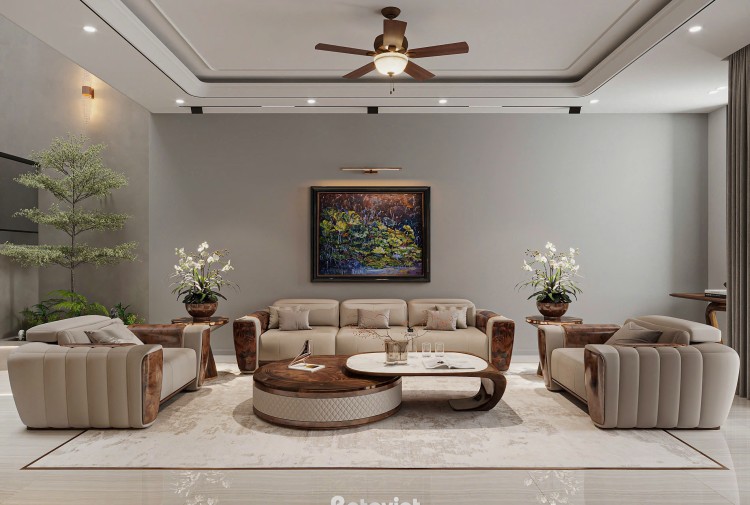 Thiết kế nội thất phòng khách nhà phố hiện đại NT25862
