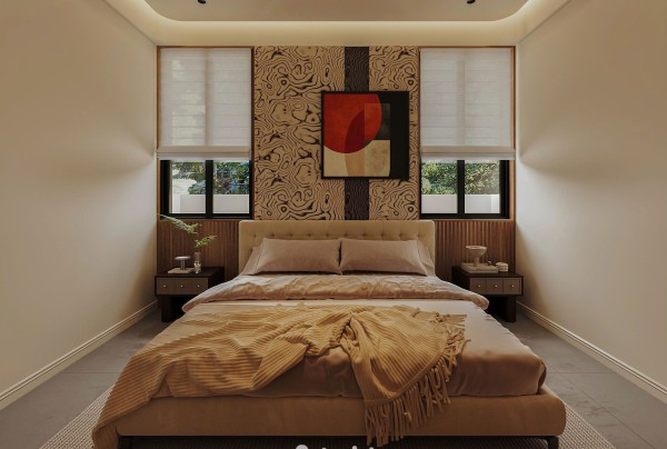 Thiết kế nội thất phòng ngủ hiện đại gỗ biệt thự NT25856