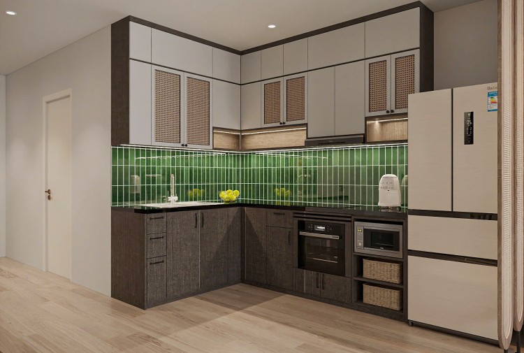 Thiết kế phòng bếp căn hộ hiện đại Victoria Văn Phú NT25864