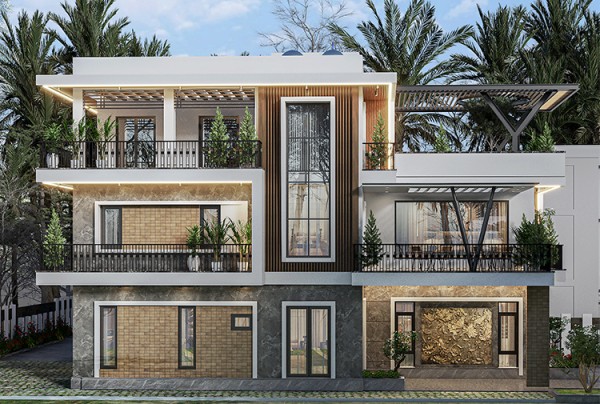 Thiết kế biệt thự 3 tầng phong cách hiện đại tại Hải Dương KT25877