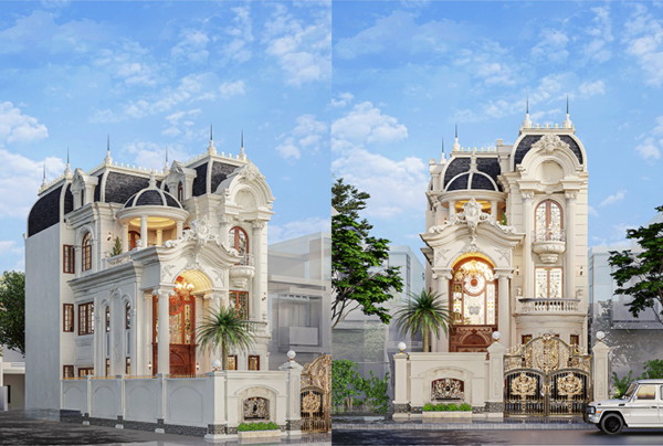 Thiết kế biệt thự 3 tầng phong cách tân cổ điển tại Bắc Ninh KT25876