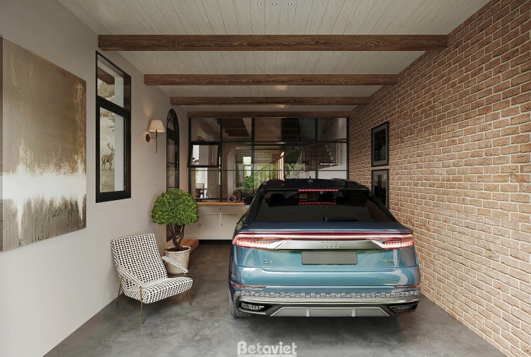 Thiết kế gara biệt thự hiện đại KĐT Bảo Ninh NT25877