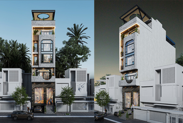 Thiết kế nhà phố 5 tầng phong cách hiện đại tại Hà Nội KT25880