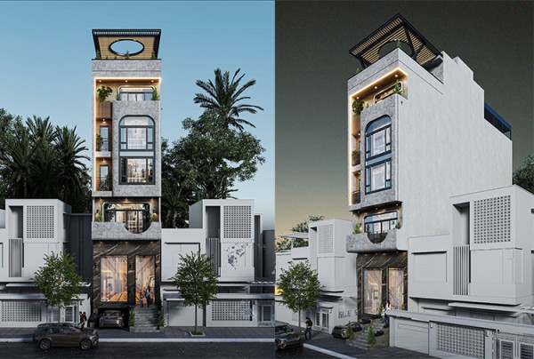 Thiết kế nhà phố 5 tầng phong cách hiện đại tại Hà Nội KT25880