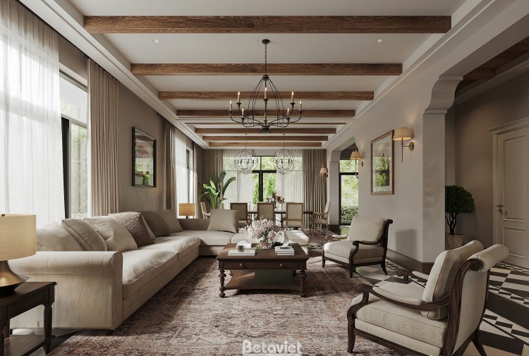 Thiết kế nội thất phòng khách hiện đại KĐT Bảo Ninh NT25877