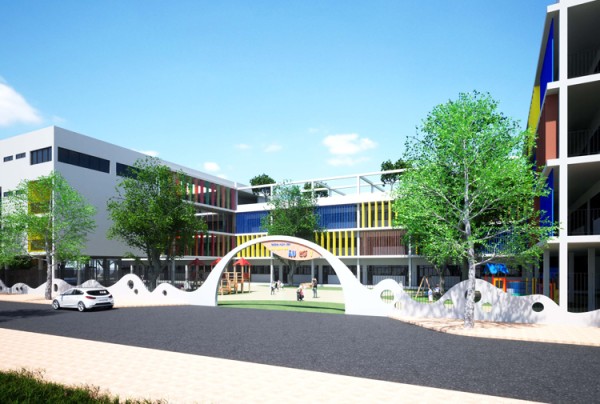 Mẫu thiết kế trường Mầm non Âu Cơ 1 phong cách hiện đại KT25890