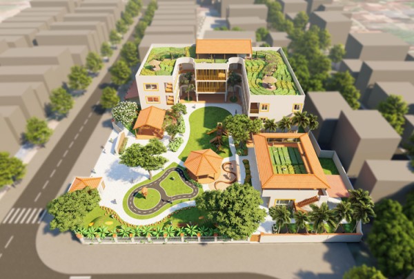 Mẫu thiết kế trường Mầm non Thời Thơ Ấu phong cách hiện đại KT25893