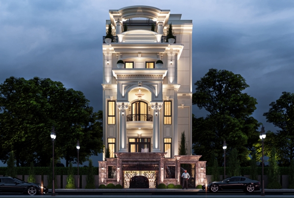 Mẫu thiết kế biệt thự 5 tầng phong cách tân cổ điển tại Hà Nội KT2009416