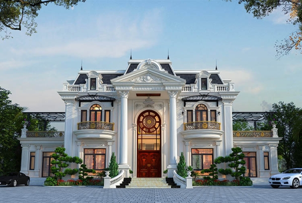 Mẫu thiết kế biệt thự tân cổ điển 2 tầng tại Bắc Giang  KT5004615