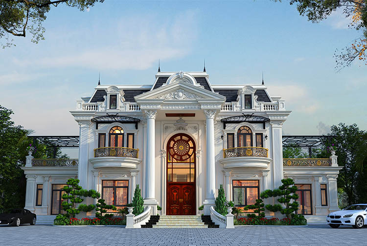 Biệt thự tân cổ điển 2 tầng có gara tại Bắc Giang do Betaviet thiết kế