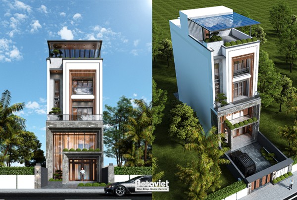 Mẫu thiết kế nhà 3 tầng hiện đại ở Thái nguyên KT2009132