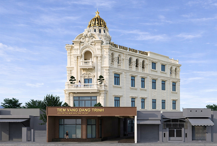 Mẫu thiết kế nhà phố kết hợp kinh doanh phong cách tân cổ điển tại Cà Mau KT5000271