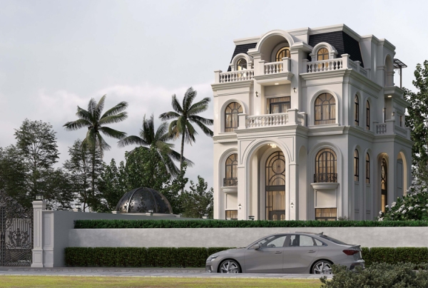 Thiết kế biệt thự 3 tầng phong cách tân cổ điển tại Bình Dương KT2007447