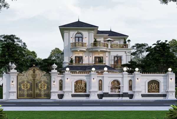 Thiết kế biệt thự 3 tầng phong cách tân cổ điển tại Nghệ An KT5021186