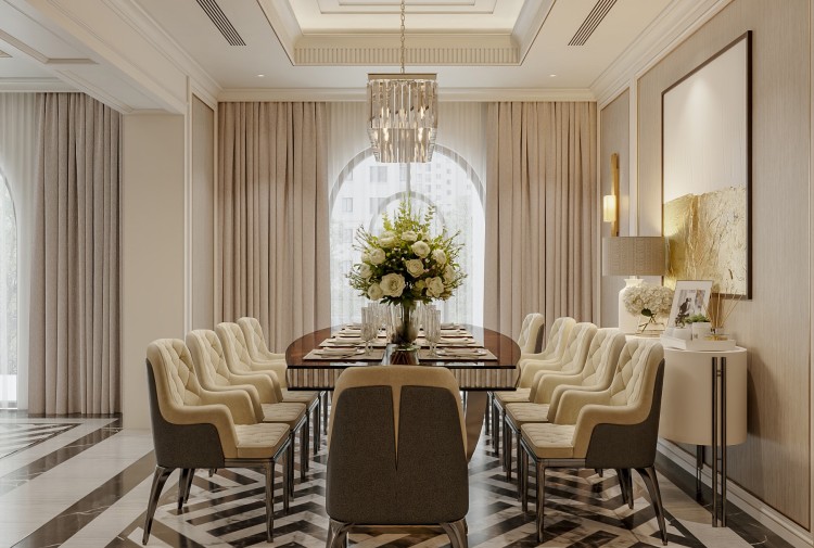 Mẫu thiết kế nội thất phòng bếp ăn biệt thự hiện đại NT5500345