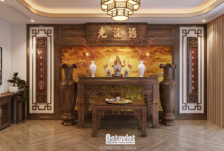 Mẫu thiết kế nội thất phòng thờ truyền thống biệt thự NT2009132