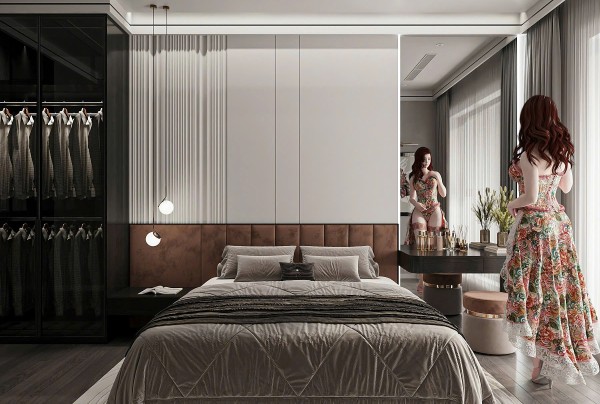 Nội thất phòng ngủ căn hộ hiện đại Hoàng Thành Pearl Mỹ Đình NT26101