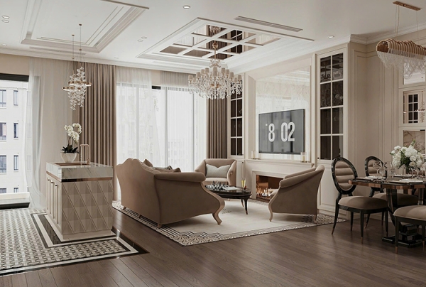 Nội thất căn hộ 3 phòng ngủ hiện đại The Nelson Private Residences NT26102