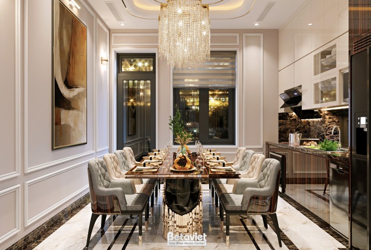 Thiết kế nội thất phòng ăn biệt thự tân cổ điển NT2009419
