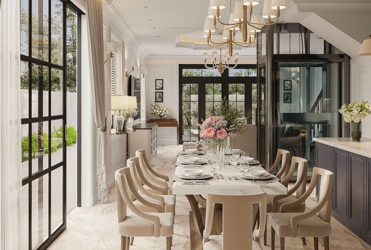 Thiết kế nội thất phòng bếp ăn biệt thự hiện đại NT2009437