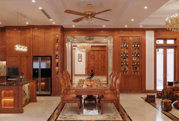 Thiết kế nội thất phòng bếp ăn tân cổ điển biệt thự NT2009134