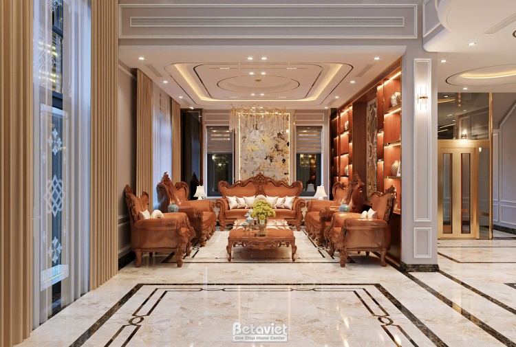 Thiết kế nội thất phòng khách biệt thự tân cổ điển NT2009419