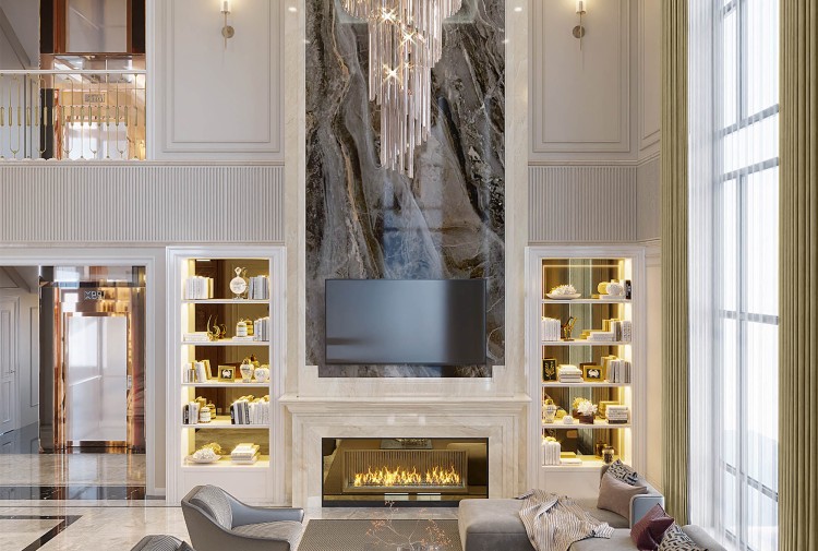 Thiết kế nội thất phòng khách hiện đại luxury NT2009288