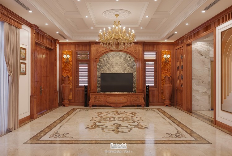 Thiết kế nội thất phòng khách tân cổ điển biệt thự NT2009134