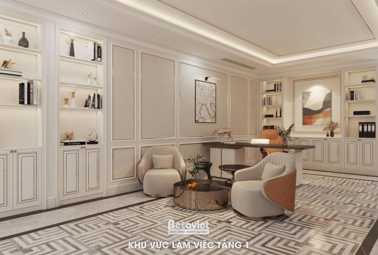 Thiết kế nội thất phòng làm việc biệt thự hiện đại NT5500345