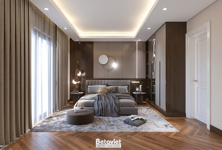 Thiết kế nội thất phòng ngủ biệt thự hiện đại NT2009288