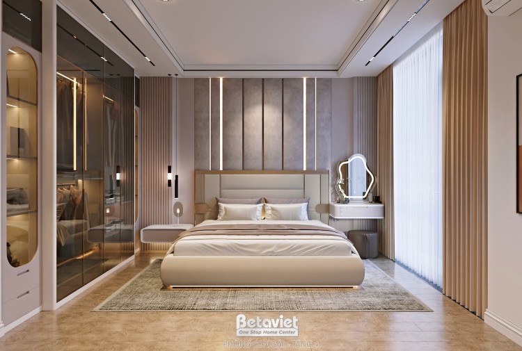 Thiết kế nội thất phòng ngủ con gái biệt thự hiện đại NT5500025