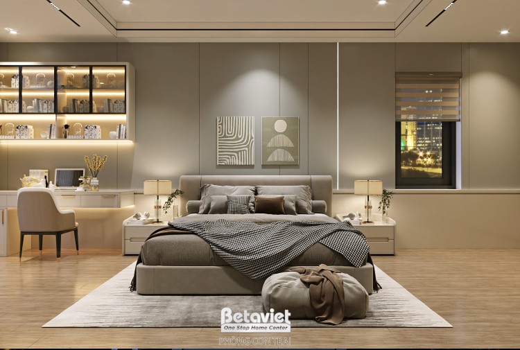 Thiết kế nội thất phòng ngủ con trai biệt thự hiện đại NT5500025