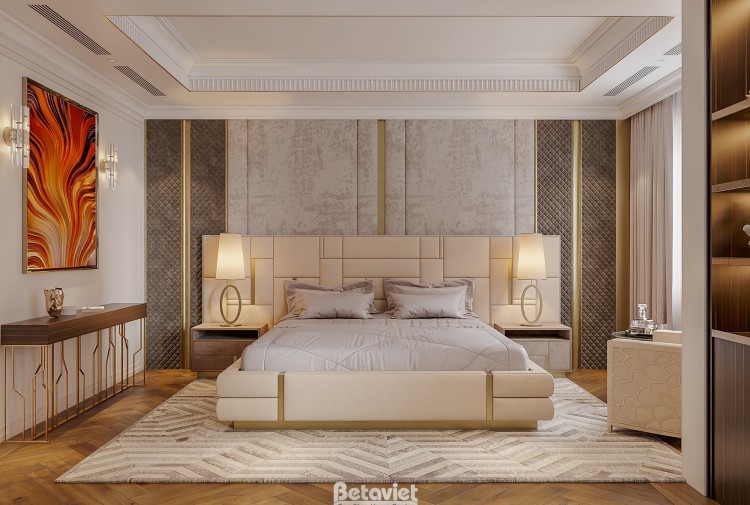 Thiết kế nội thất phòng ngủ con trai biệt thự hiện đại NT5500345