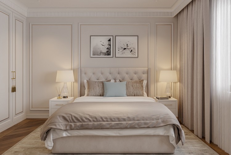 Thiết kế nội thất phòng ngủ khách biệt thự hiện đại NT5500345