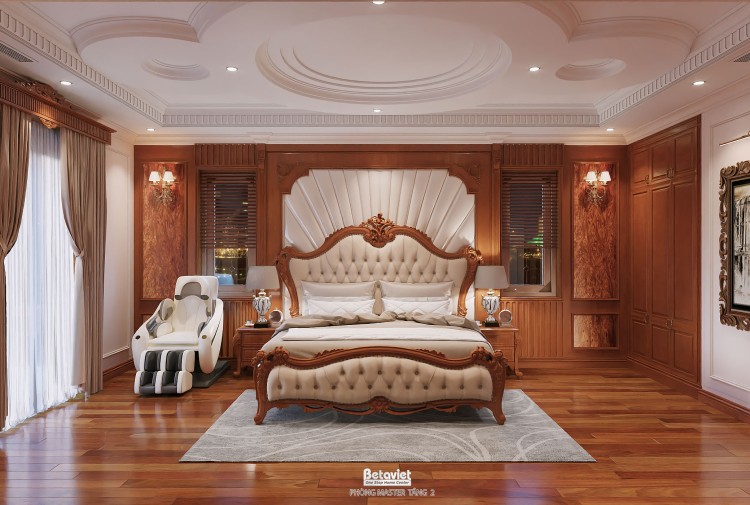 Thiết kế nội thất phòng ngủ Master tân cổ điển biệt thự NT2009134