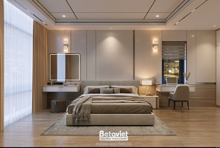 Thiết kế nội thất phòng ngủ ông bà biệt thự hiện đại NT5500025