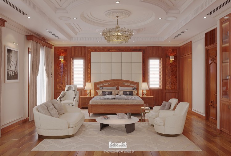 Thiết kế nội thất phòng ngủ tân cổ điển biệt thự NT2009134