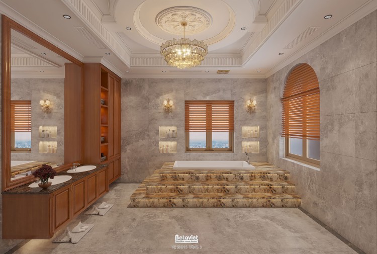 Thiết kế nội thất phòng tắm tân cổ điển biệt thự NT2009134