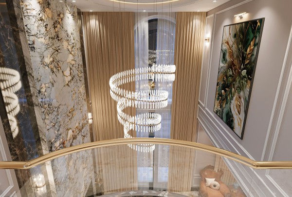 Thiết kế sảnh tầng biệt thự phong cách tân cổ điển NT2009419