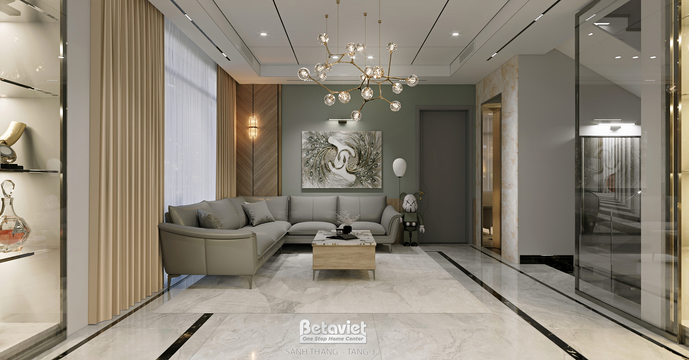 Thiết kế sảnh thang các tầng biệt thự hiện đại NT5500025