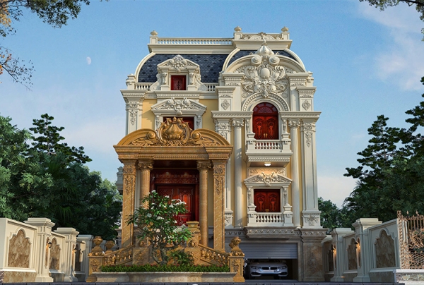 Thiết kế biệt thự 3 tầng phong cách cổ điển tại Bắc Ninh KT2009458