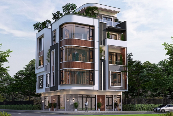 Thiết kế biệt thự phố 4 tầng phong cách hiện đại tại Thanh Hoá KT5000371
