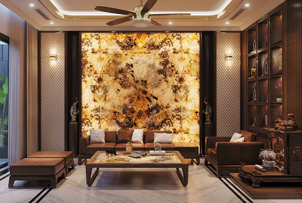 Thiết kế nội thất biệt thự hiện đại gỗ óc chó tại Hà Nội NT2009042