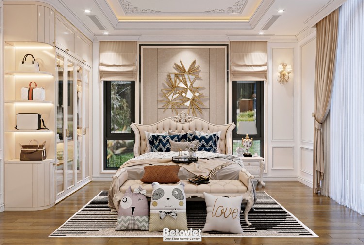 Thiết kế nội thất phòng ngủ biệt thự tân cổ điển NT2002853