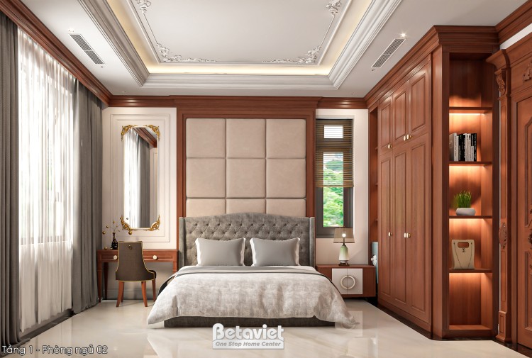 Thiết kế nội thất phòng ngủ biệt thự truyền thống NT2009225